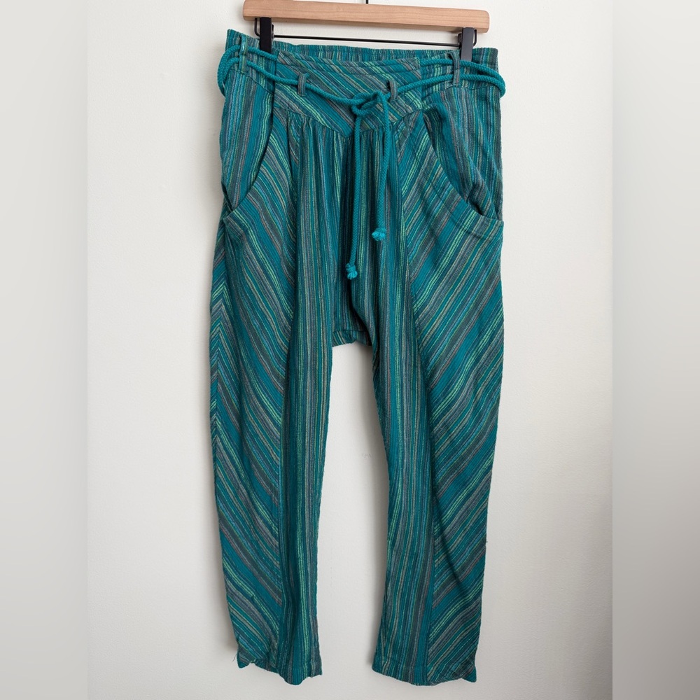 Free People Roll With It High Waist Striped Harem Cropped Pants Women's Size M - Picture 2 of 6